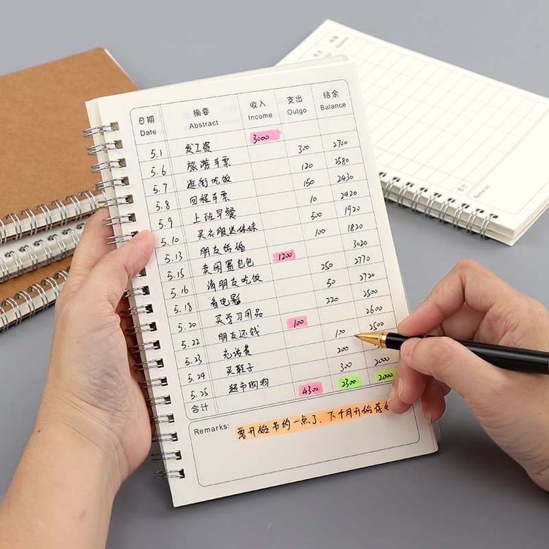 Caderno de contabilidade mão conta dinheiro diário contabilidade de água caderno família gerenciamento financeiro cadern