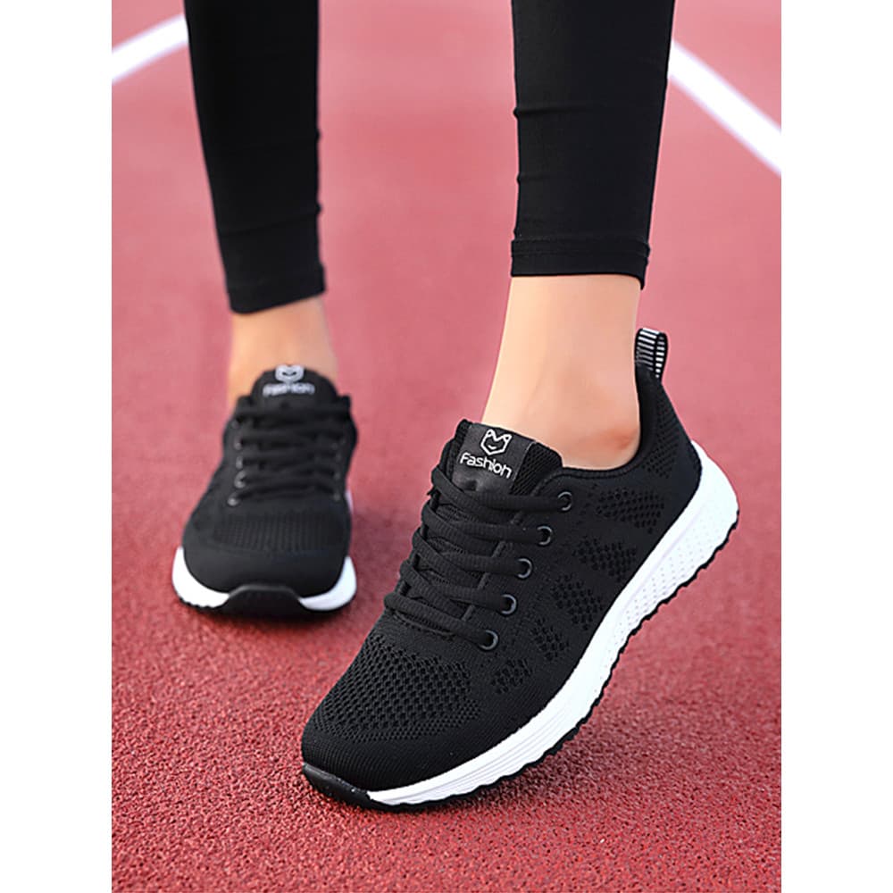 Primavera outono sapatos femininos respirável malha tênis feminino leve sola macia tênis de corrida antiderrapante verão