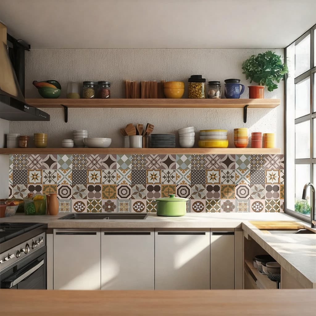 18 Metros Papel de Parede Cozinha Lavavel Azulejos Adesivo Impermeável Autocolante