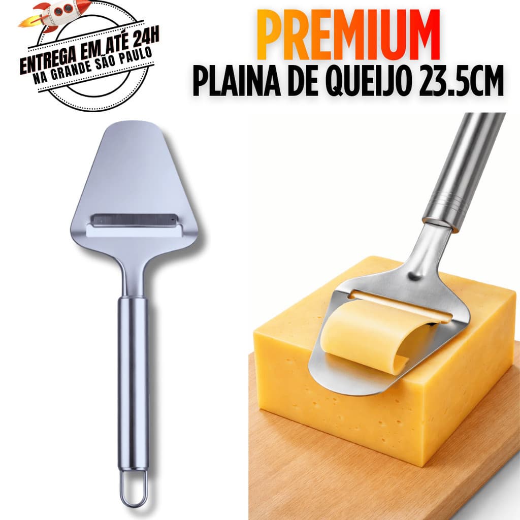 Plaina de Queijo em Aço Inox 23,5 cm | Cortador de Queijo Profissional Fatiador de Frios Manual
