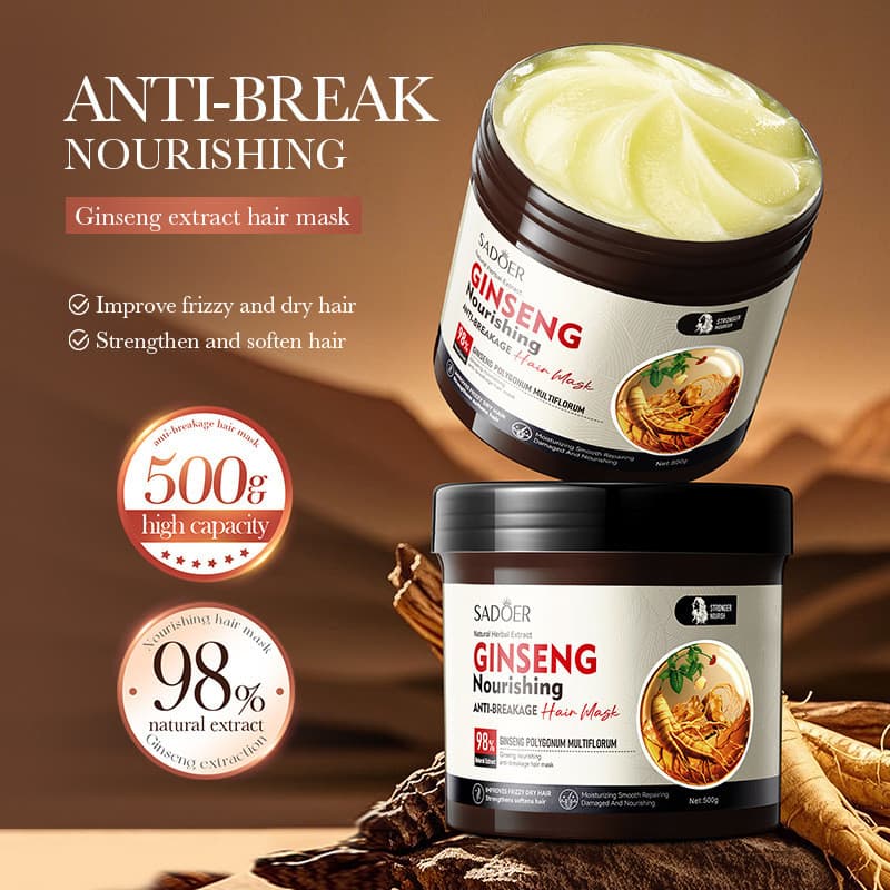 Máscara Capilar Nutritiva Anti-Quebra com Ginseng e Polygonum Multiflorum, Máscara Capilar Suave e Volumosa, Cuidado Cap