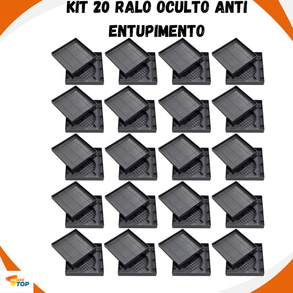Kit 20 Ralo 15x15 Oculto Para Box Banheiro Em PP Anti Entupimento Filtro de Cabelo Protetor de Ralo Universal Top
