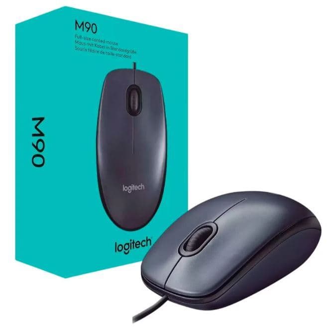 Mouse com fio Logitech M90 Preto - Precisão e Conforto para Uso Diário