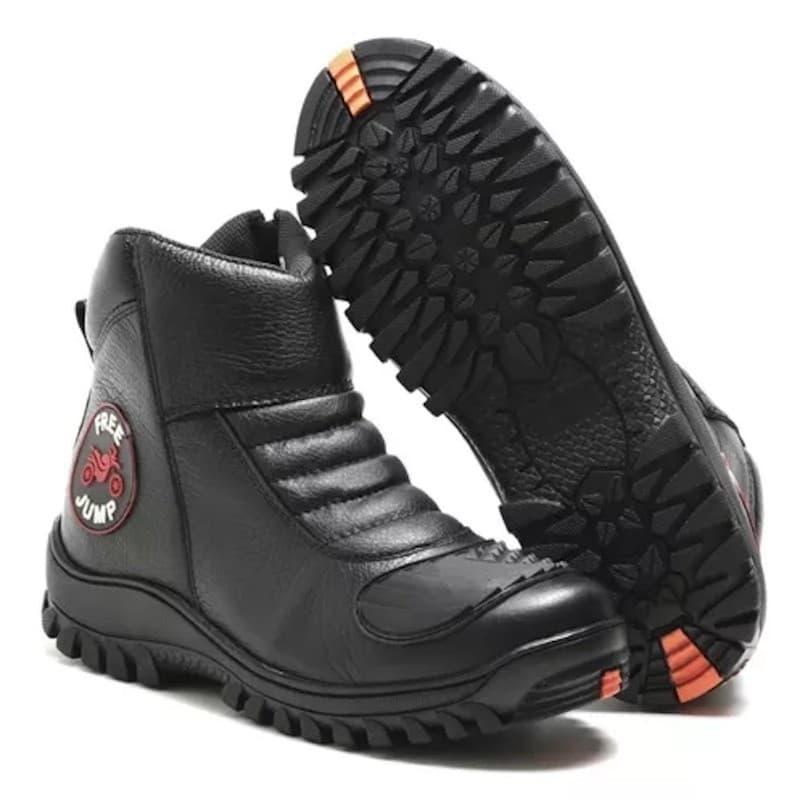 Bota Motociclista Coturno Couro Motoboy Reforçado Confortável Resistente Botina Cano Médio Com Zíper