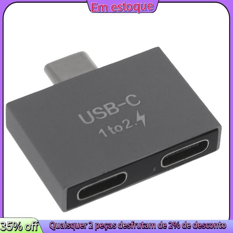 Adaptador Conversor Divisor USB C Macho Para Duplo Fêmea De Hub Extensão Conector De Carregador PD PC Laptop