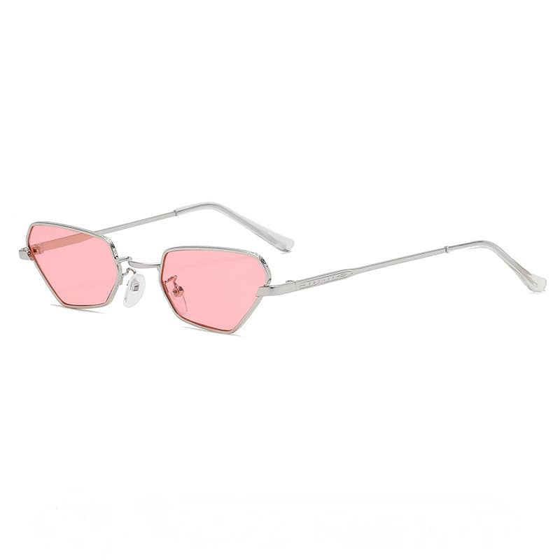 Óculos de Sol Femininos Personalizados em Metal, Estilo Olho de Gato, Armação Pequena Poligonal, Proteção UV400 ------ *
