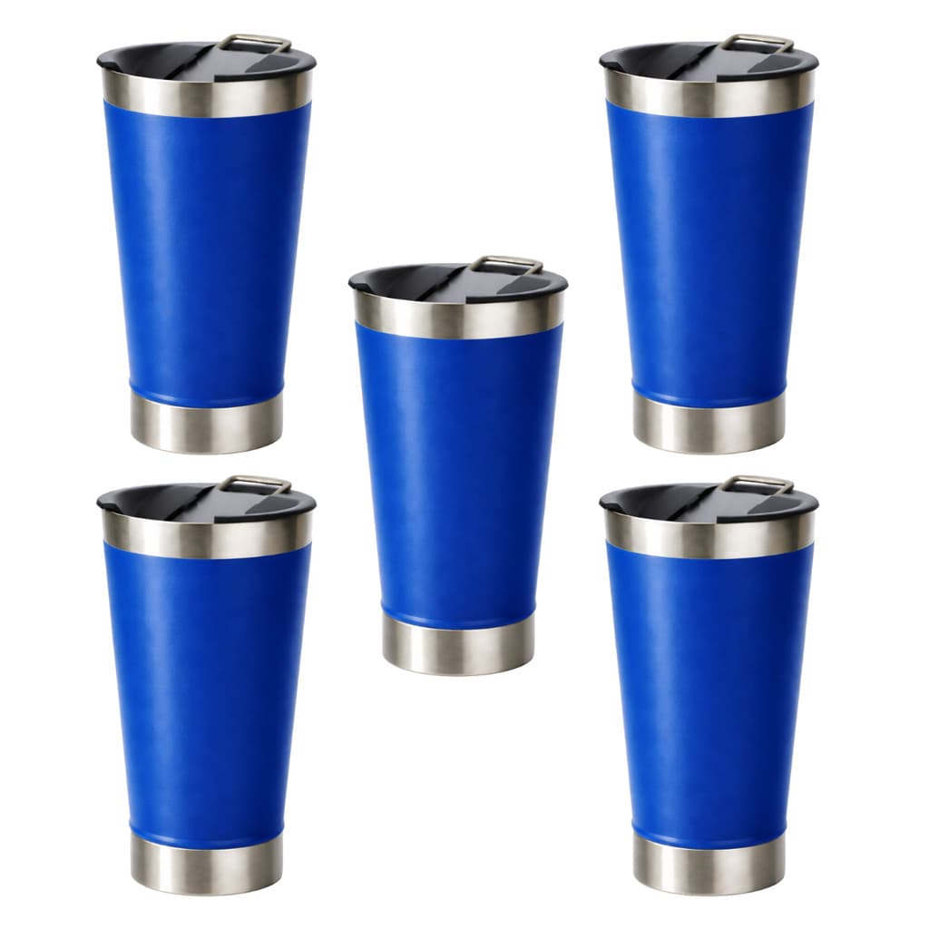 Kit 5 Copos Termicos Inox 473ml com  Abridor de Garrafas e Tampa Hermetica