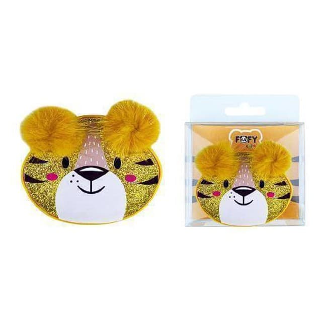 Apontador de Lápis Escolar Divertido Fofo Tigre com Pompom Fofy Papelaria Fofa