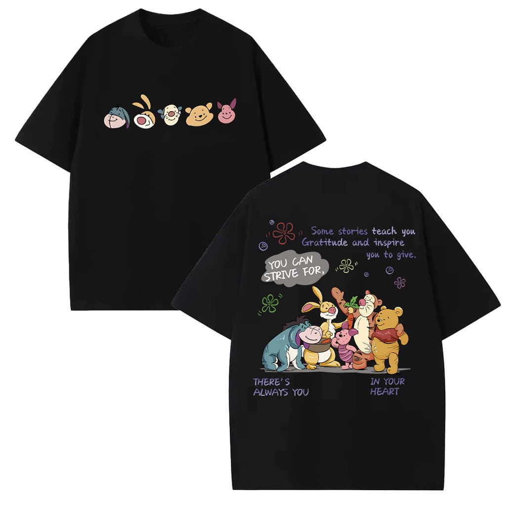 2026 Novo Velsiss Camiseta Feminina Manga Curta Winnie The Pooh Solta Casual Estampa T-Shirt Blusa