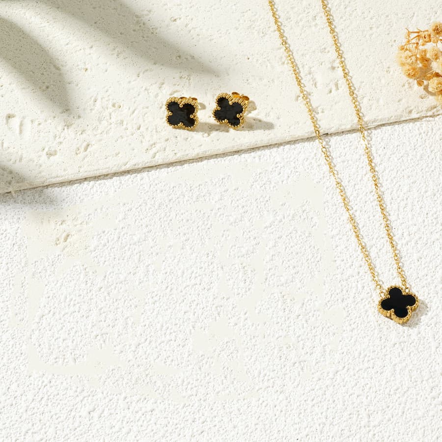 Kit Colar Com Um Par De  Brincos Em Aço Inoxidável Não Desbota Moda Feminina