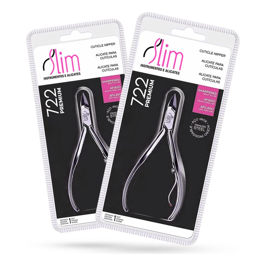 Kit 2 Alicates De Cuticula Slim 722 Profissional Em Aço Inox