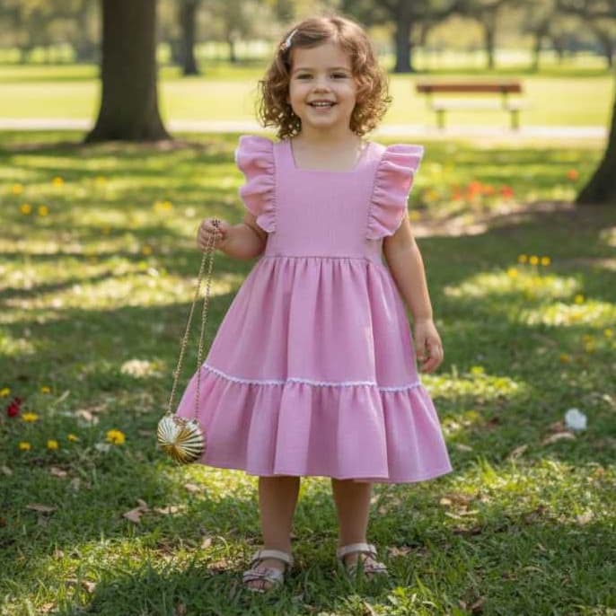 Vestido Infantil Menina com Tecido duna onda