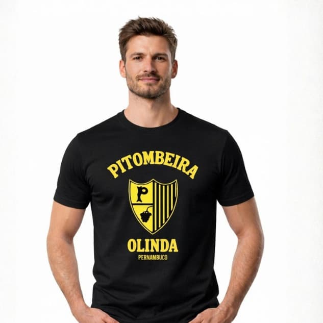 CAMISETA PITOMBEIRA OLINDA PRETA / BRANCA  100% ALGODÃO - ENVIO IMEDIATO