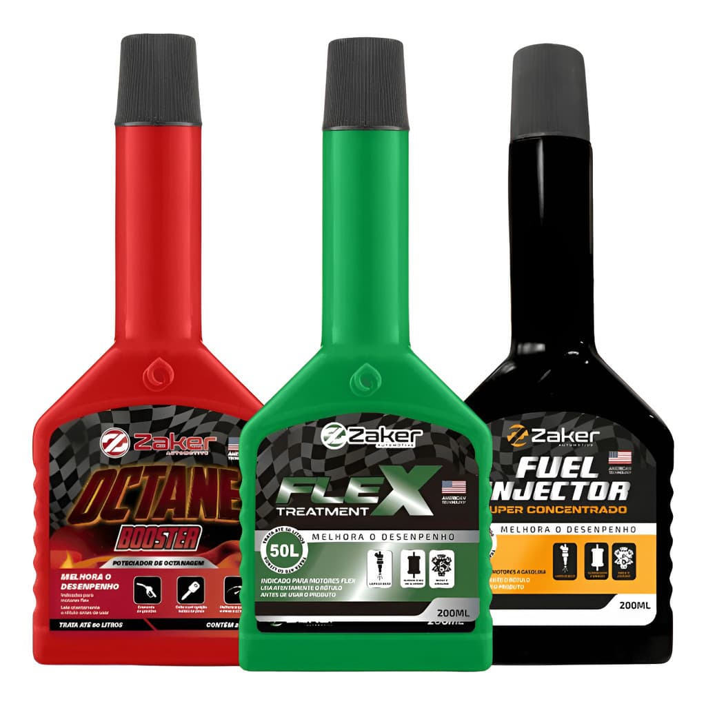 Kit Limpeza 3 Aditivos Flex, Octane E Fuel Injector 200ml