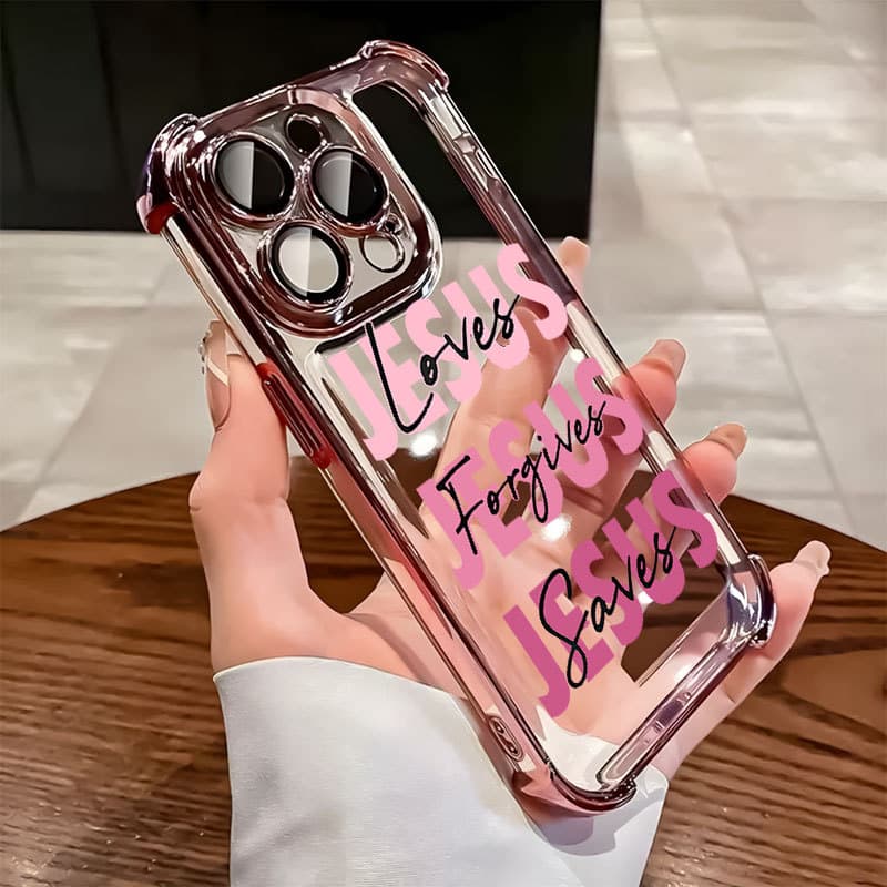 Rosa Jesus Capa Capinha Para iPhone 16 15 14 Plus 13 12 11 Pro Max 2 Em 1 Design Anti-Queda De Quatro Cantos Fosco Luxo