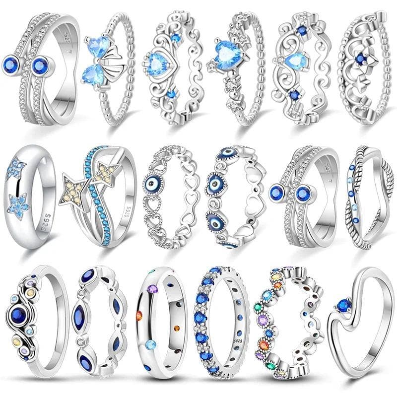 Novo 925 Prata Azul Olho Anel Design Original Zircão Anéis De Dedo Para Mulheres Jóias De Alta Qualidade