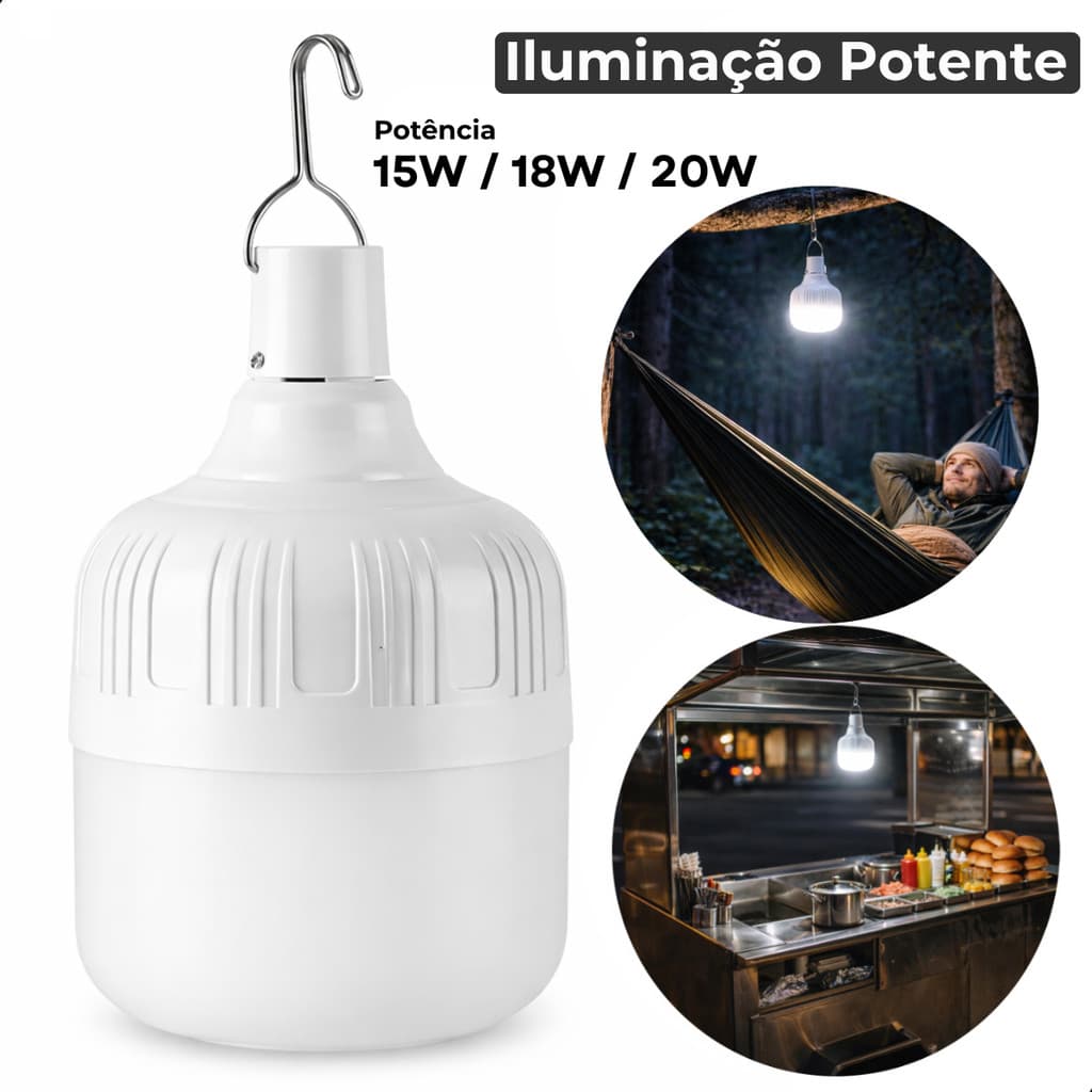 Lampião LED Recarregável Camping Lanterna