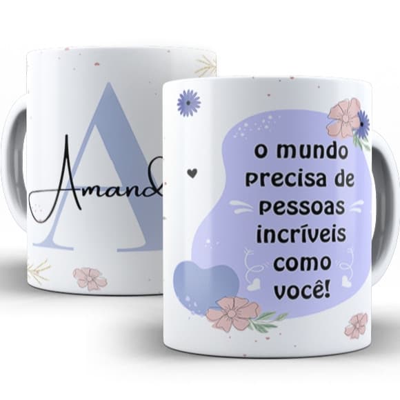 Caneca Xicara Personalizada Com Seu Nome – Presente Criativo Porcelana 325ml