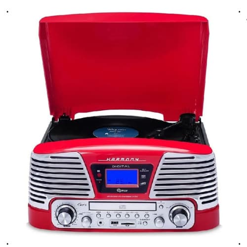 Vitrola Raveo Harmony Vermelho C/bluetooth Usb Sd Cd Fm Aux