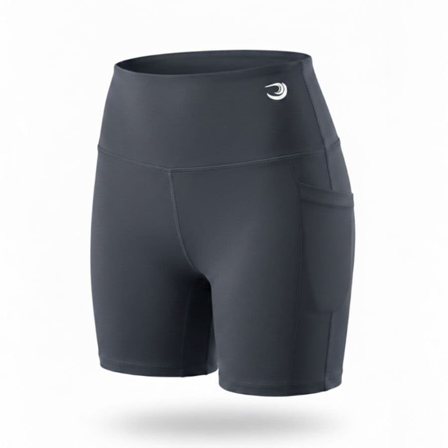 Shorts com Bolsos Poliamida Yoga Corrida Academia Pilates Preto