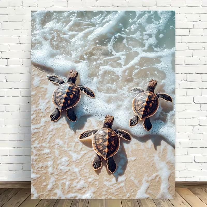 Quadro Decorativo Filhotes de Tartaruga Marinha Rumo ao Mar Natureza
