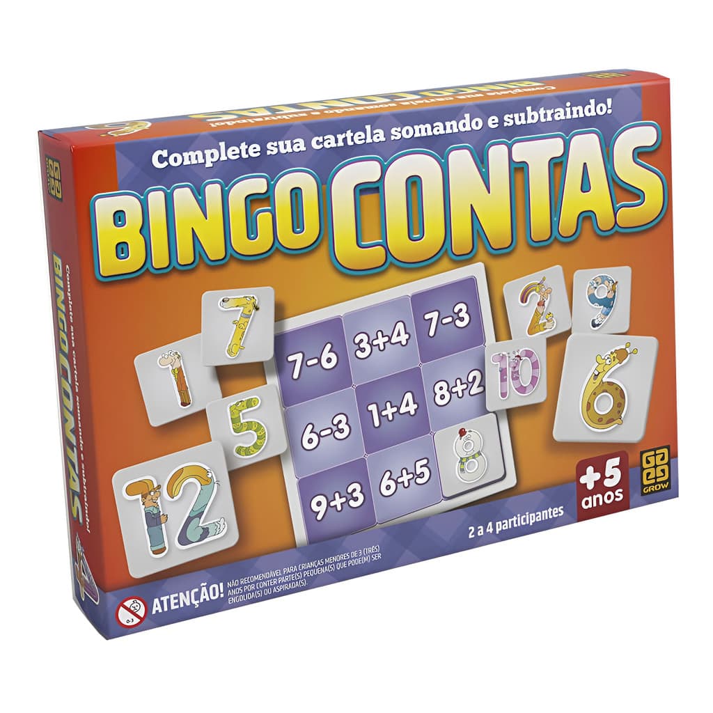 Jogo Tabuleiro Educativo Infantil Bingo Contas Matemática Grow