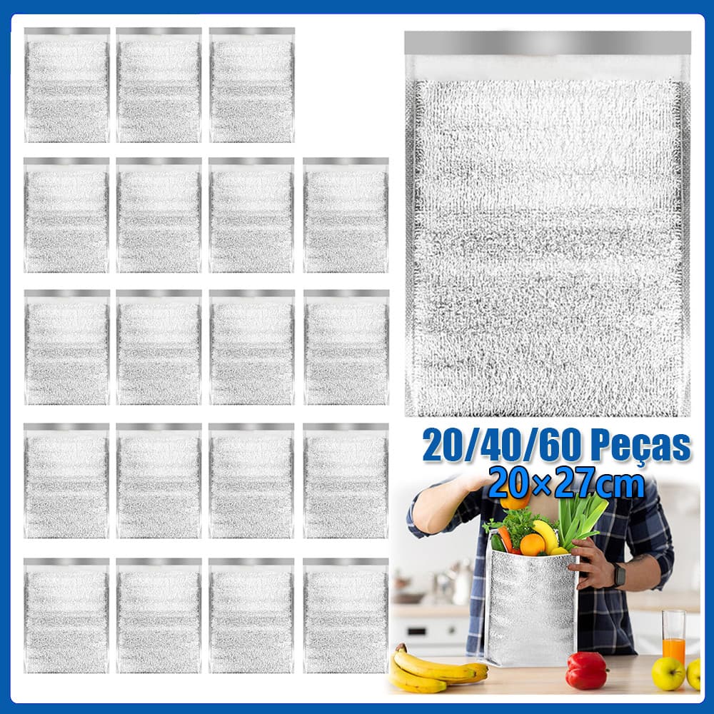 Sacos térmicos isolados de 20×27cm pacote com 20/40/60 forros térmicos para lancheira saco de isolamento à prova d'água
