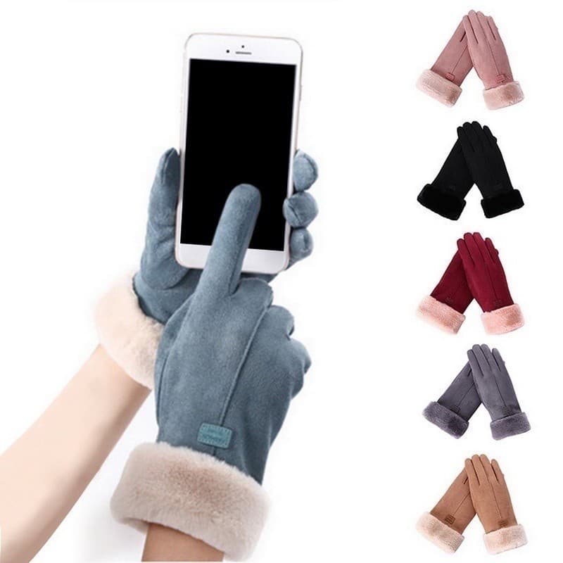 Luva Feminina inverno Touch Screen com forro de pelúcia