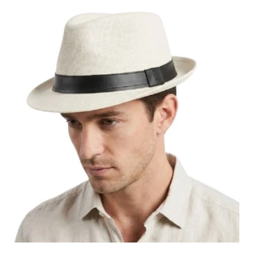 Chapéu Panamá Liso Masculino Feminino Aba Larga Casual Praia Bege Un Bege Liso