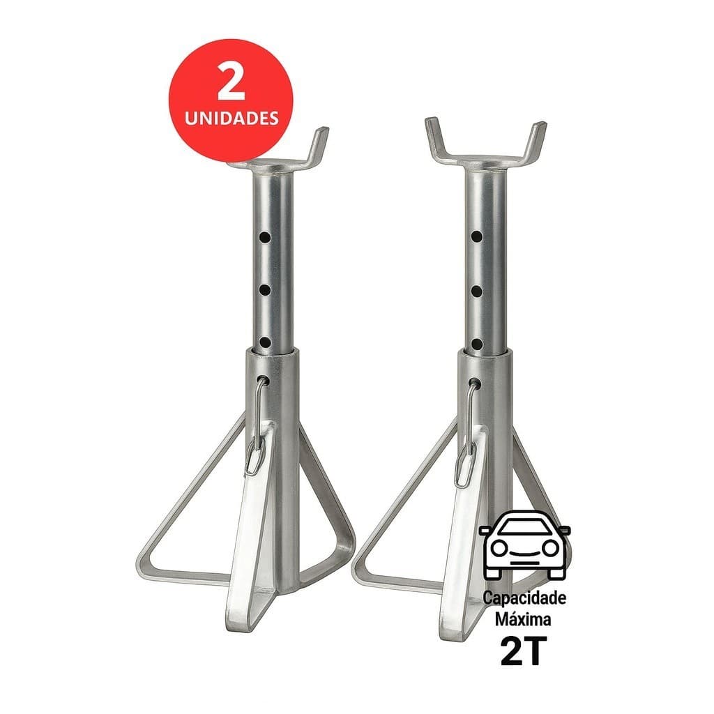 Kit 2 cavaletes Preguiça automotivo apoio tripé Veiculo 2 Toneladas Zincado