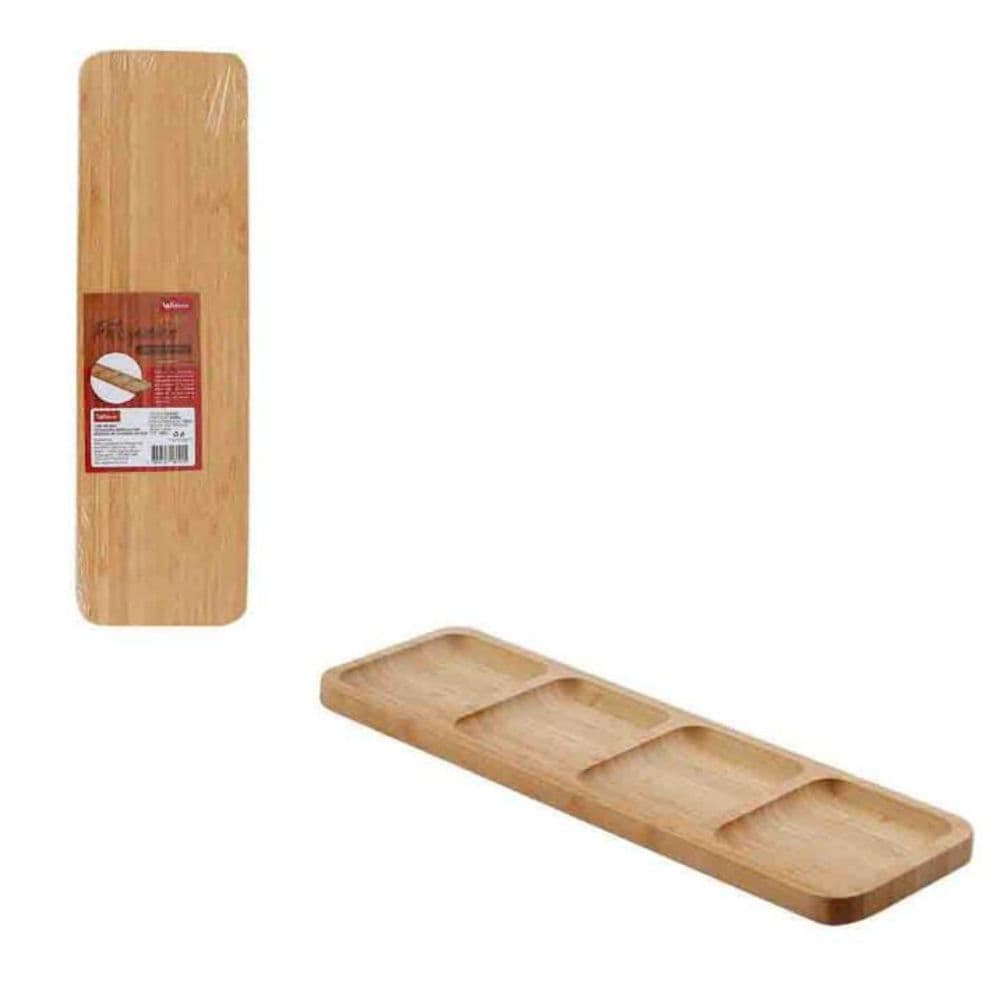 Petisqueira Bambu 4 Divisões Elegante Presente Dia das Mães Para Servir Aperitivos