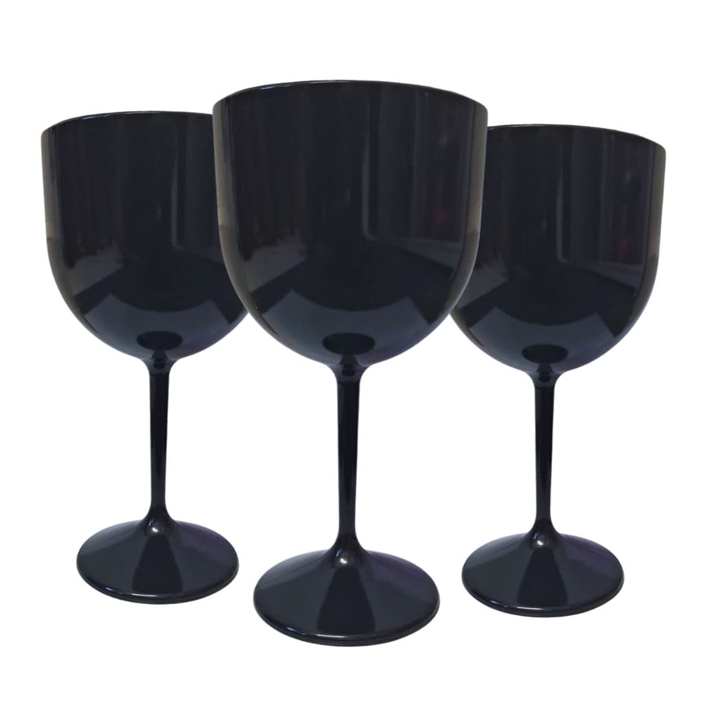 Kit 10-20 Taças De Acrílico Gin Sólida Preto Premium 450ml Festas Drinks Eventos