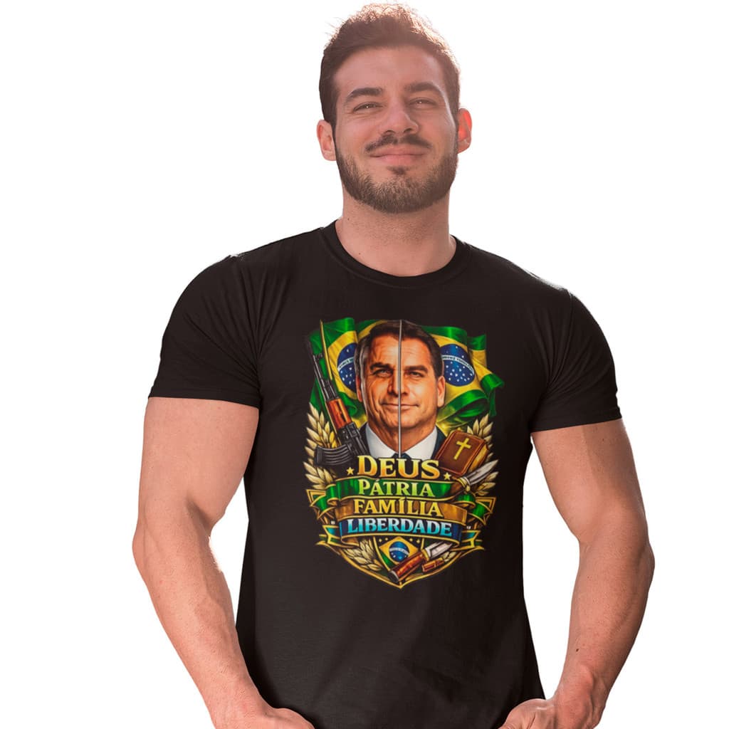 Camiseta Flavio Bolsonaro Política Algodão Unissex Gola Reforçada  Perfeita para Eventos e Dia a Dia