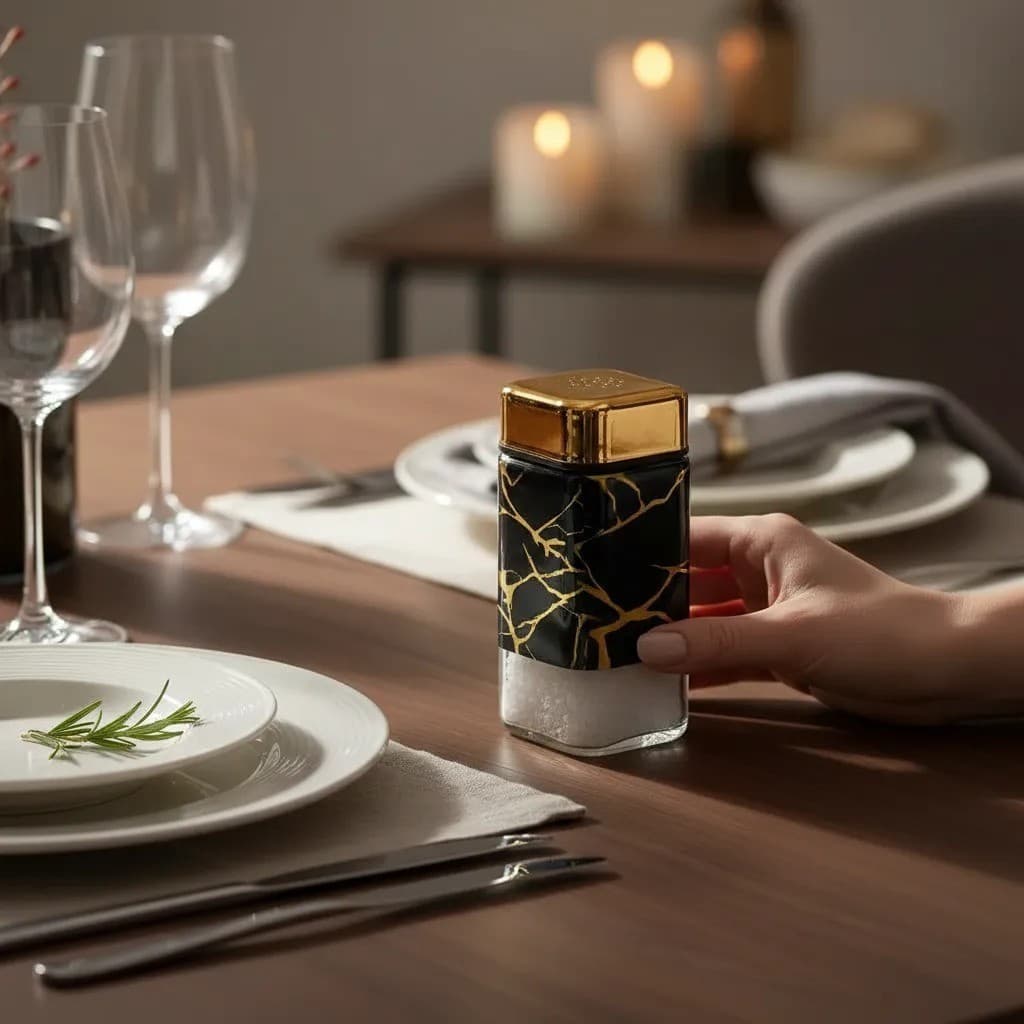 Saleiro E Pimenteiro Cor Branco Ou Preto Com Dourado