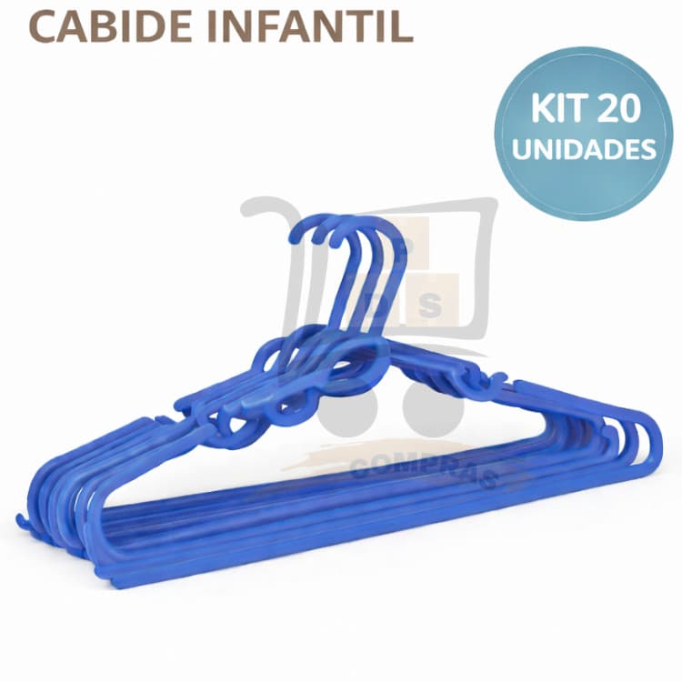 Kit 20 Cabide Azul Infantil Bebe Plastico Reforçado