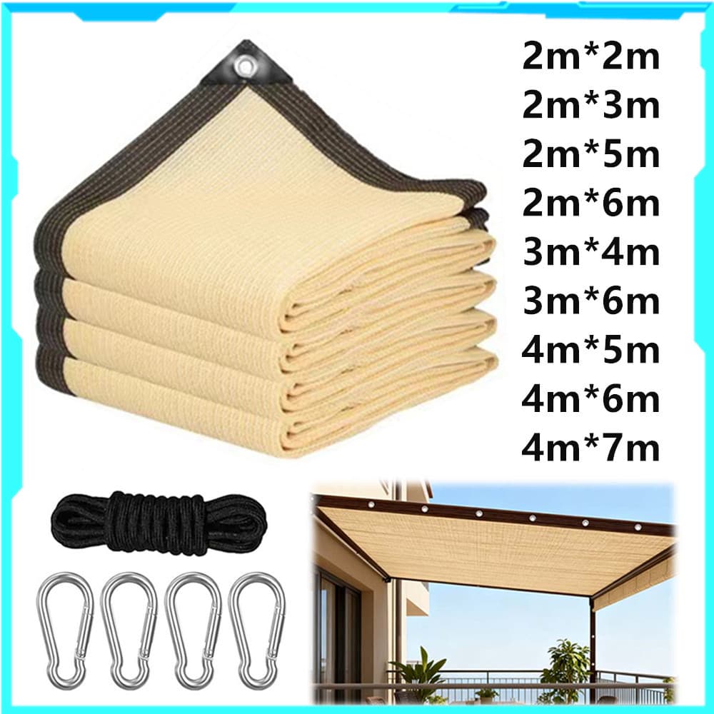 Protetor solar para jardim, rede para guarda-sol com mosquetão, corda trançada de 1.5 m