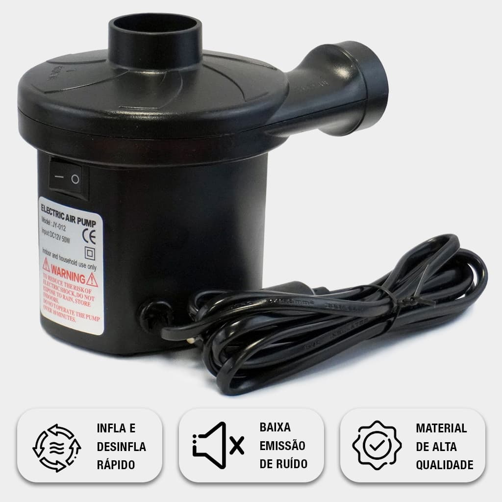 Bomba de Ar Elétrica Air Pump Prolife Inflador Rápido Multiuso Boia Colchão Brinquedos Infláveis 12V