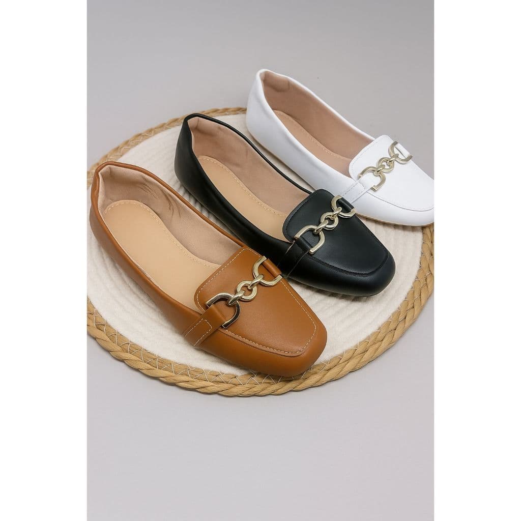 Mocassim Feminino Debb Store Bico Quadrado Com ABS Confortável caramelo
