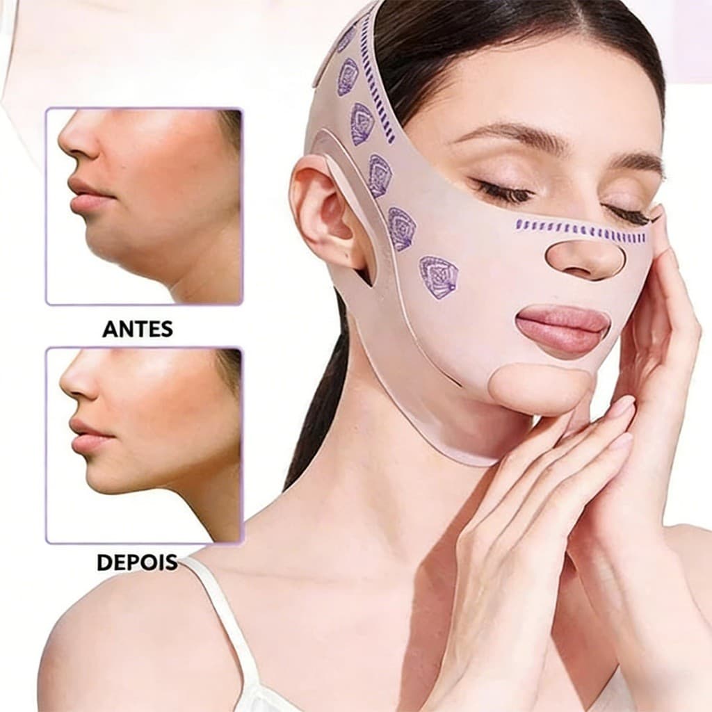 Máscara Lifting V-Line | Cinta Facial para Afinar o Rosto | Efeito Modelador e Reafirmante