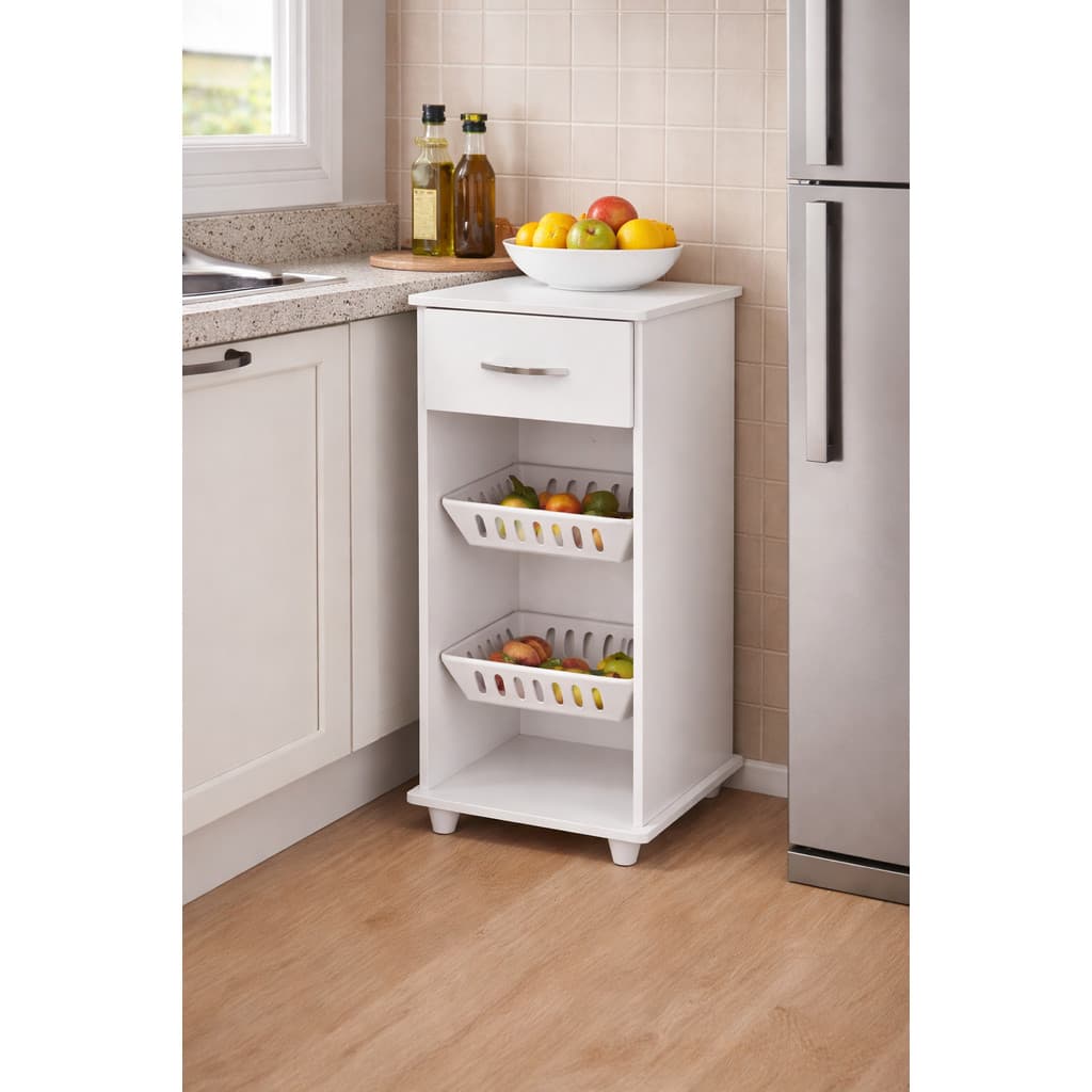 Armário de Cozinha 301 Fruteira Balcão 1 Gaveta 2 Cestos Branco