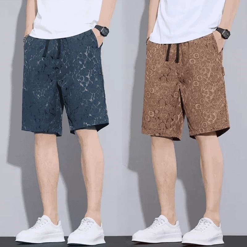 Shorts de seda gelo masculino verão fino solto calças retas ins na moda All-Match moda respirável esportes calças de cin