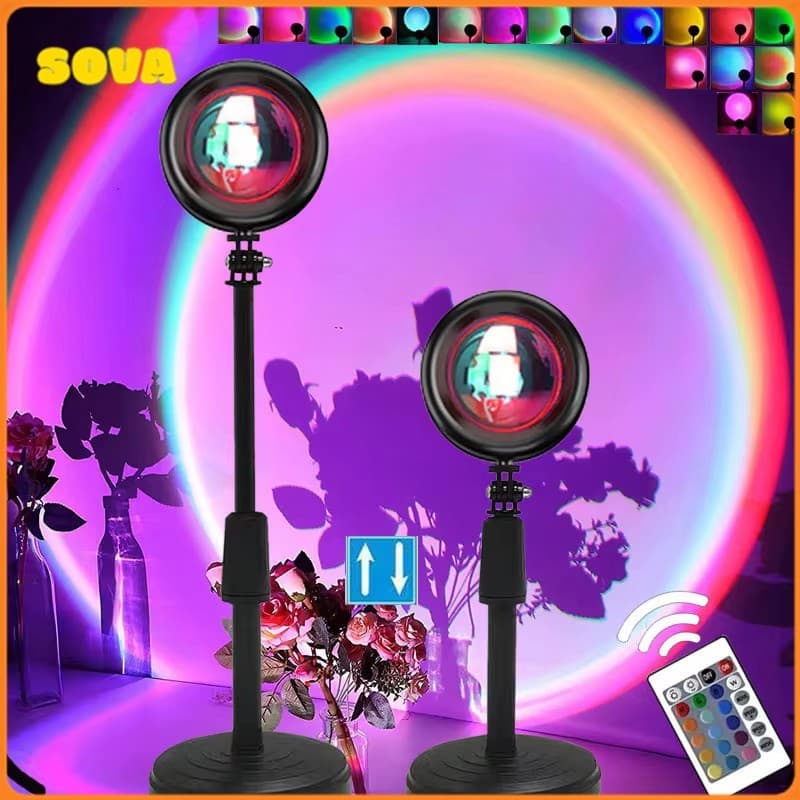 SOVA RGB USB Sunset Light Mobile 16 Cores Auto Fotografia LED Arco-íris Projetor Noturno Lâmpada Parede Presente Natal