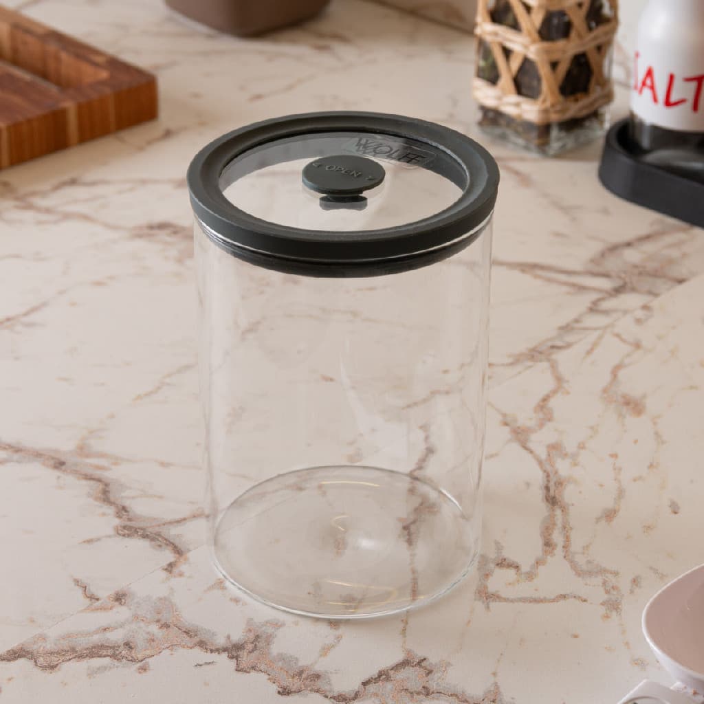 Pote Porta Mantimentos Wolff 800ml Grande em Vidro Tampa Veda Bem Cereais Arroz Feijão Transparente Grande Organizador
