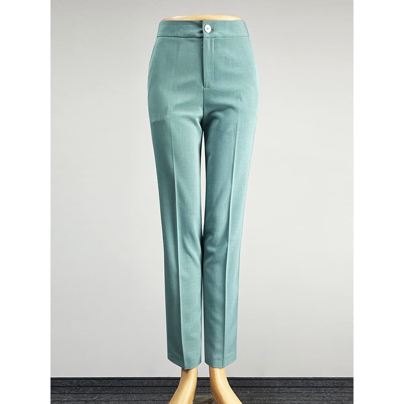 Marca profissional wear luz verde terno calças retas femininas 2025 meados de cintura magro-ajuste uniforme Formal calça