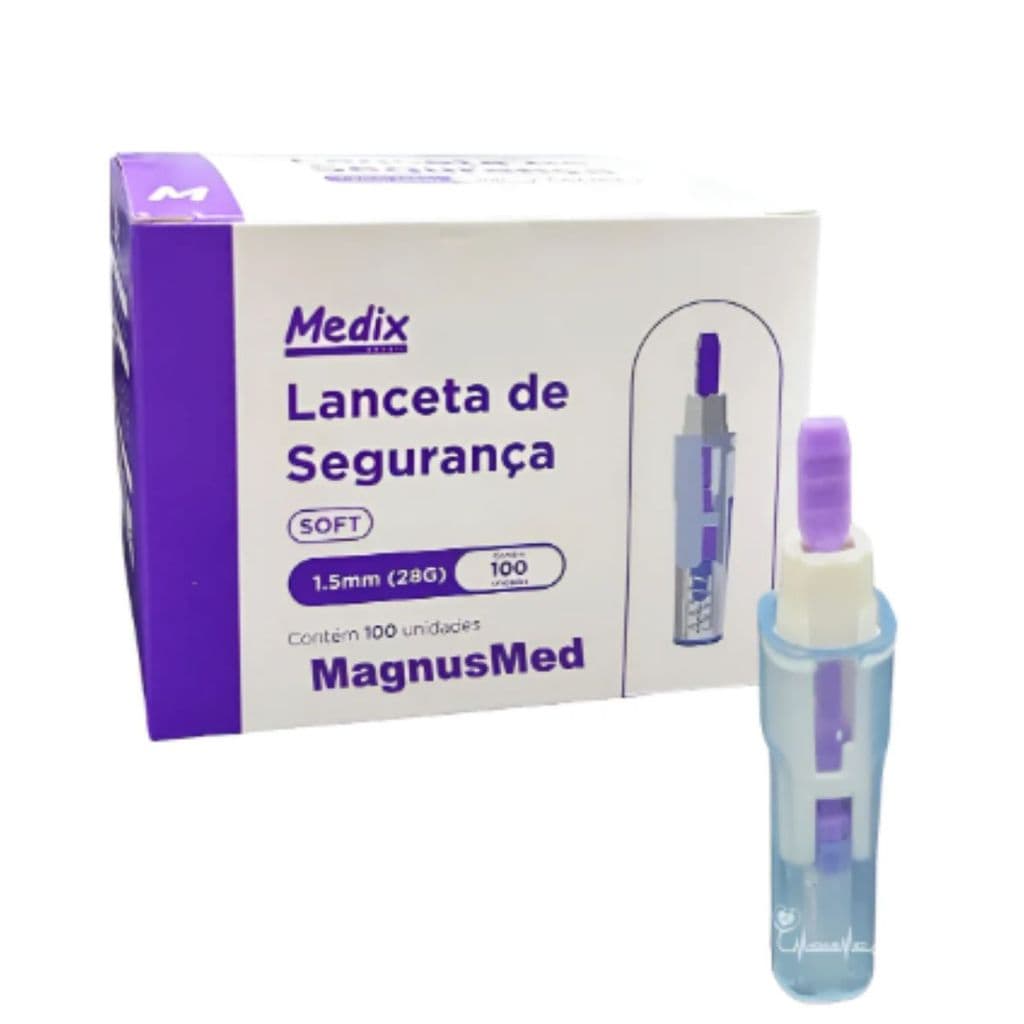 Lanceta De Segurança 28g Medix Caixa C/100 Lilás