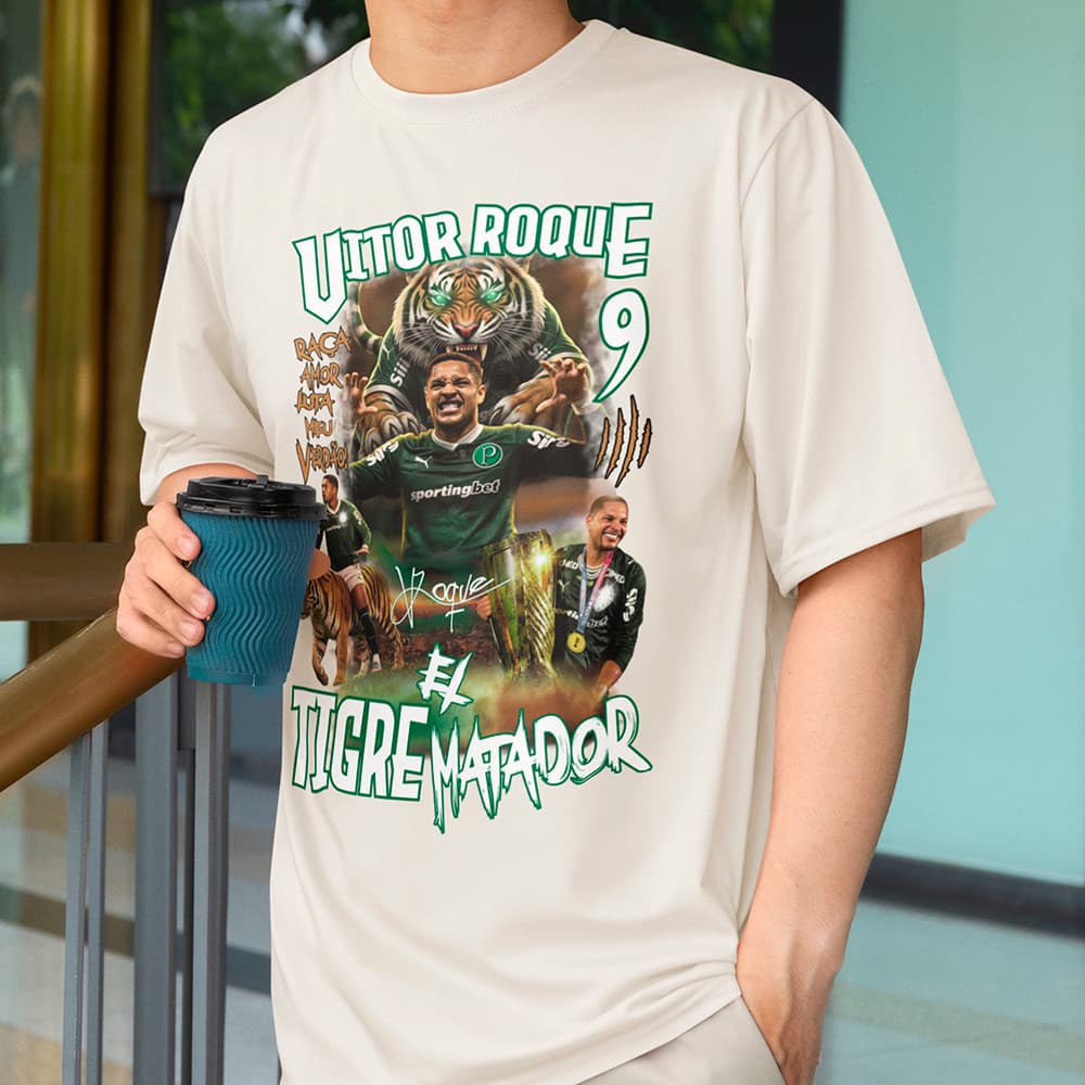 Camiseta Jogador Vitor Roque Verdão Campeão Paulista 2026 Camisa Masculina Bootleg Personalizada
