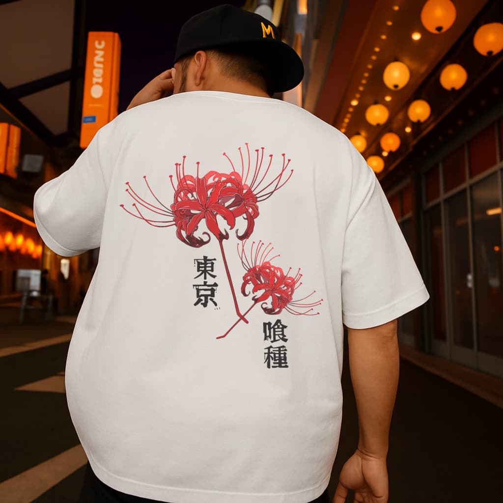 Camiseta Oversized Streetwear Flor Japonesa CKM SHOP camiseta