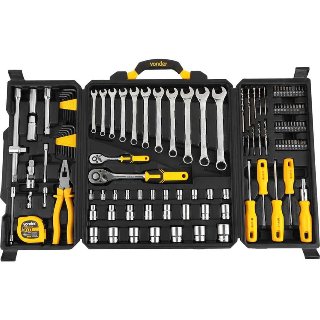 Jogo de Ferramentas 128 Peças Vonder Completo Maleta Kit Profissional Oficina Casa