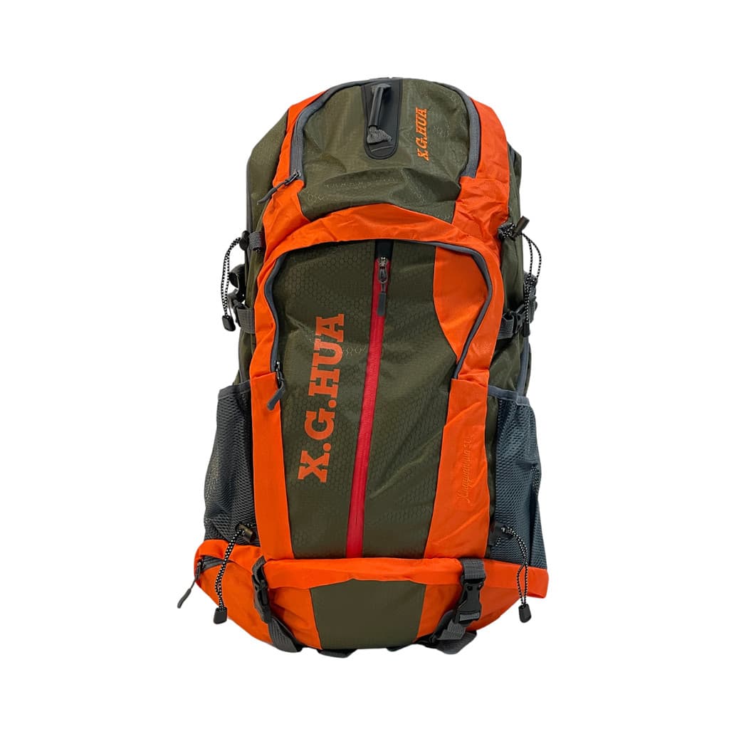 Mochila De Trilha Montanhismo 60x35x25cm Laranja Em Nylon