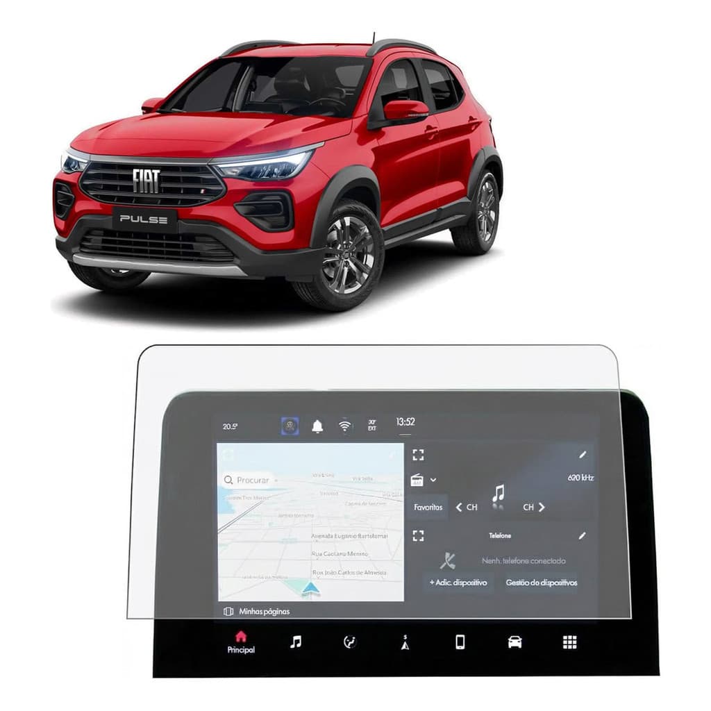 Pelicula de Proteção Protetora Para Multimidia Original do Fiat Pulse 2022 Até 2026 + Kit Instalação